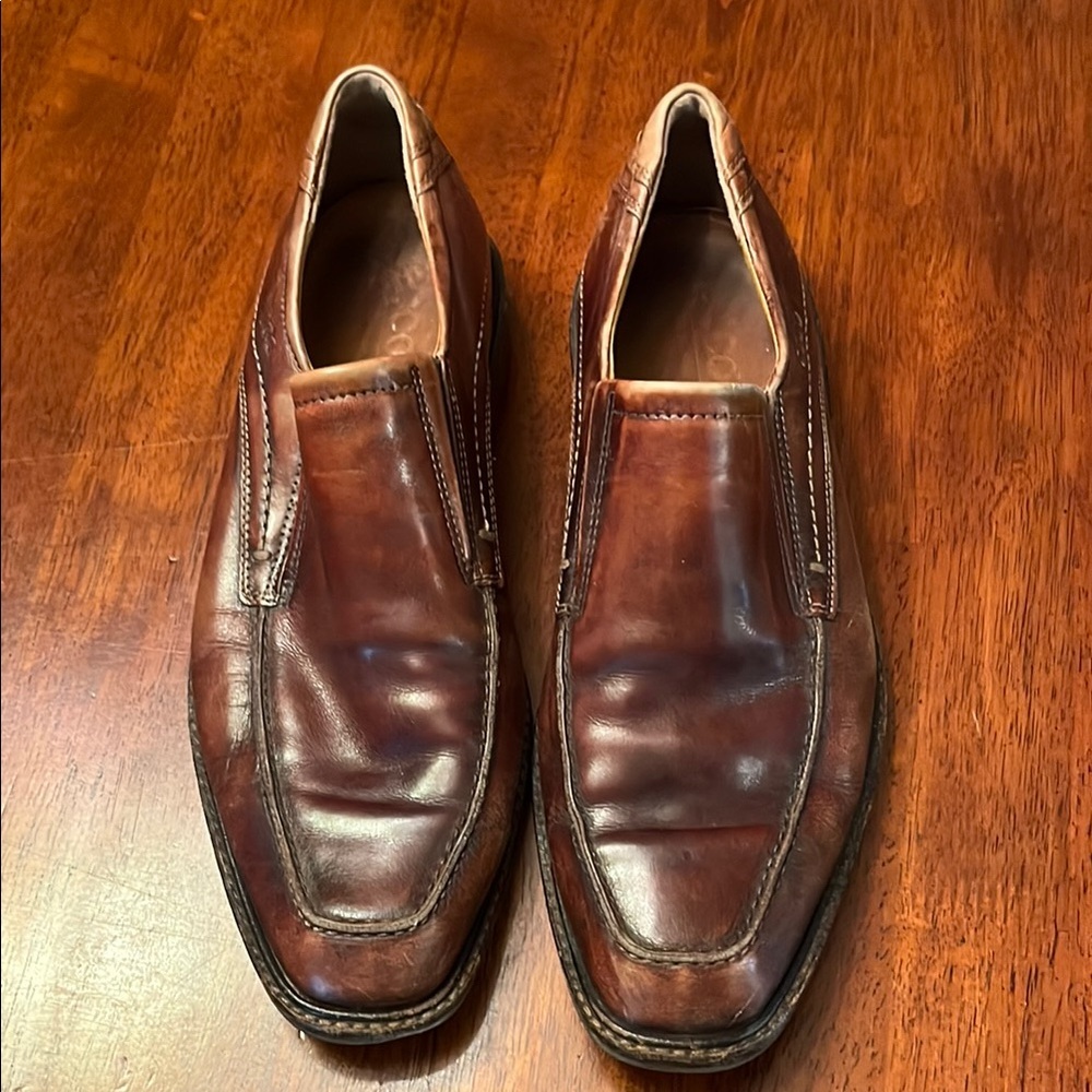 ECCO Men's Brown Leather Slip-On Shoes SIZE 44 or 10 10.5